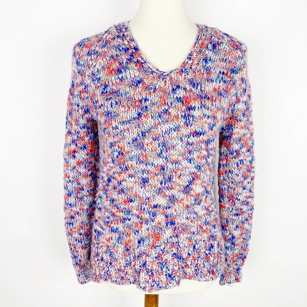 Lou & Grey for LOFT Space Dye V-Neck Marled Knit Sweater Womens XS NWT